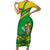 Comoros Family Matching Short Sleeve Bodycon Dress and Hawaiian Shirt with National Flag Lemur Design and Ylang Ylang Flower Pattern