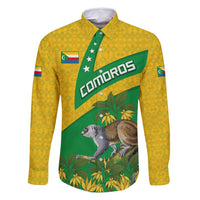 Comoros Family Matching Summer Maxi Dress and Hawaiian Shirt with National Flag Lemur Design and Ylang Ylang Flower Pattern