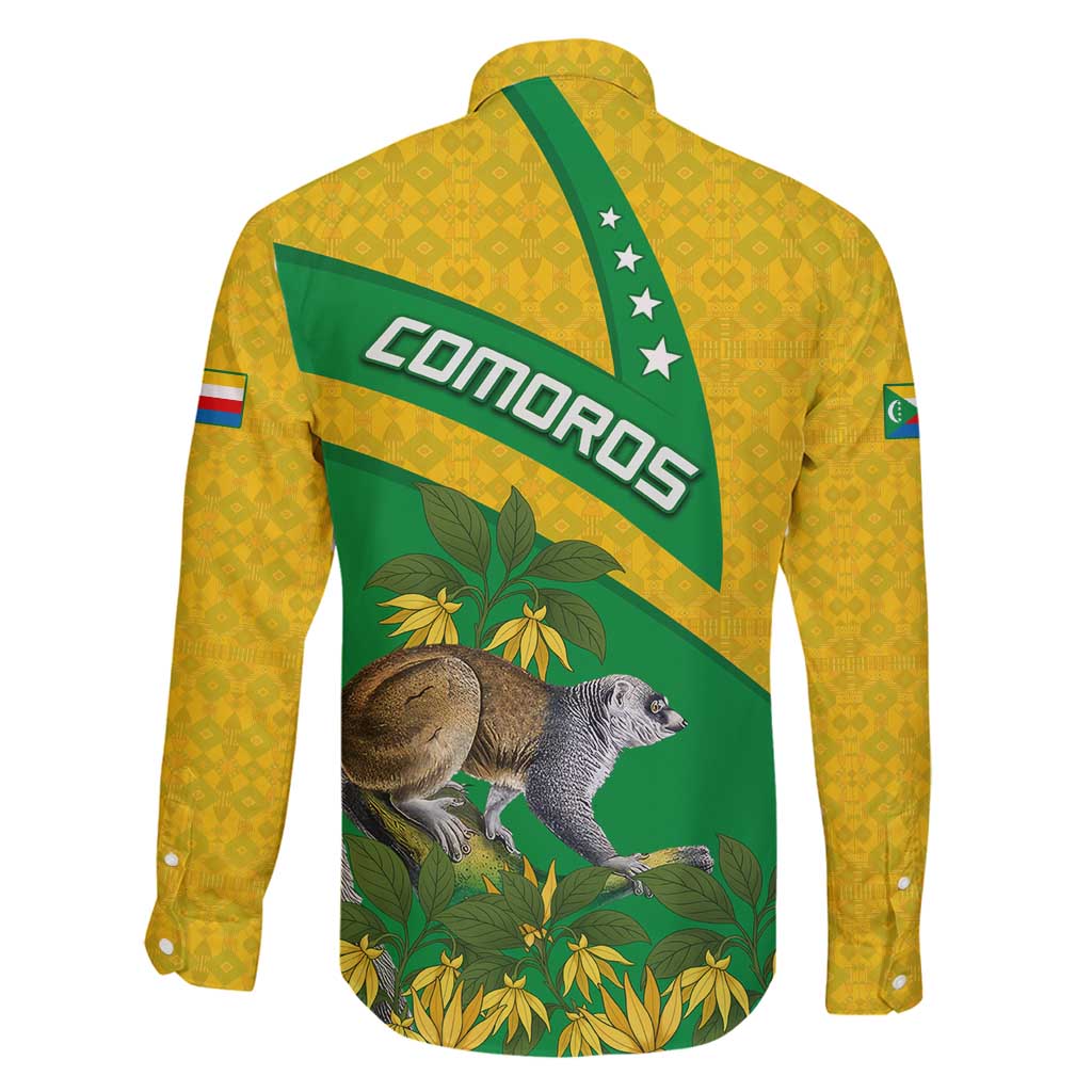 Comoros Family Matching Tank Maxi Dress and Hawaiian Shirt with National Flag Lemur Design and Ylang Ylang Flower Pattern