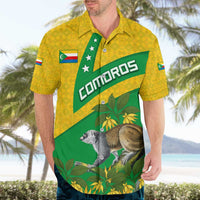 Comoros Hawaiian Shirt with National Flag Lemur Design and Ylang Ylang Flower Pattern