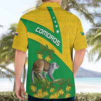 Comoros Hawaiian Shirt with National Flag Lemur Design and Ylang Ylang Flower Pattern