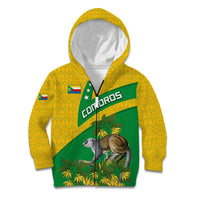 Comoros Kid Hoodie with National Flag Lemur Design and Ylang Ylang Flower Pattern