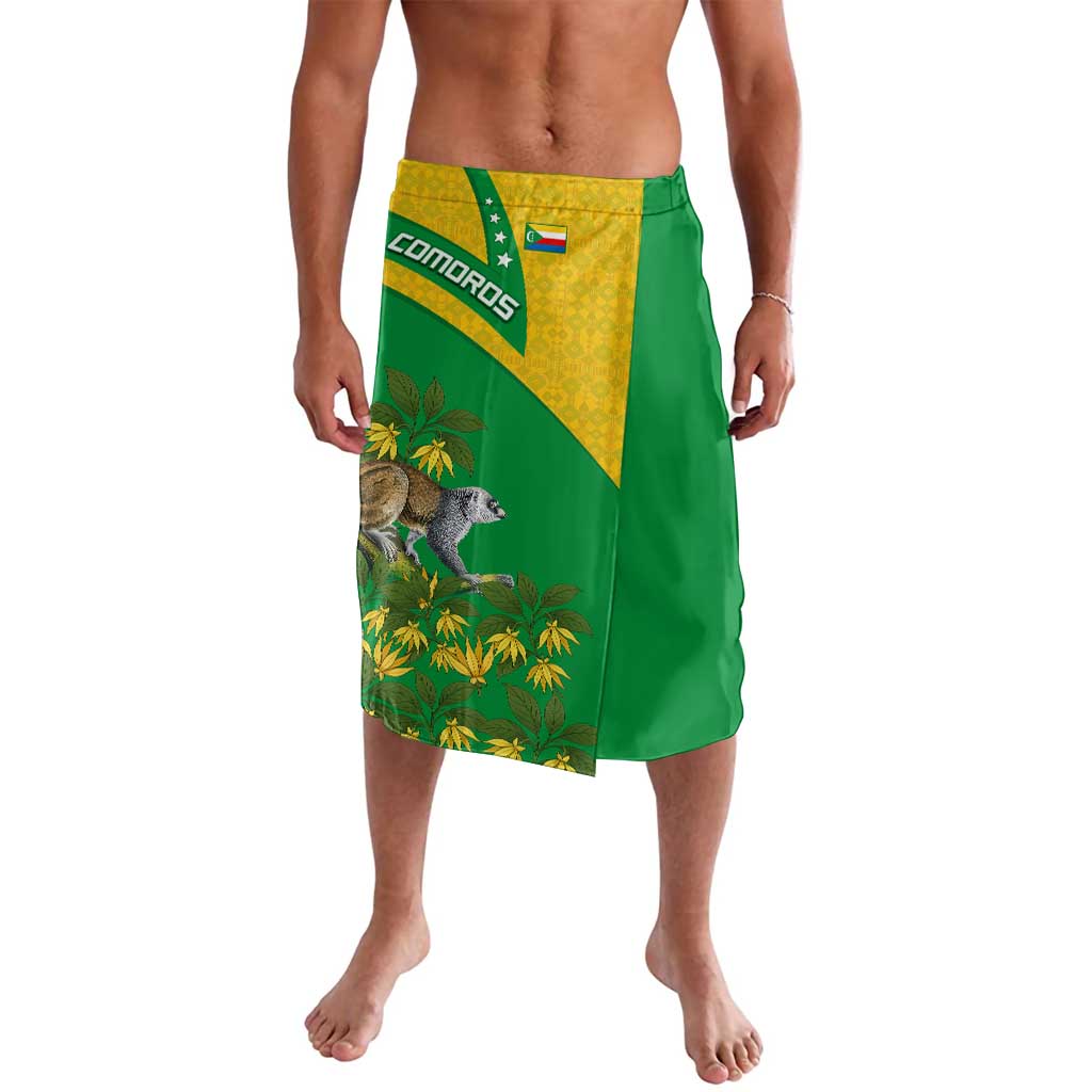Comoros Lavalava with National Flag Lemur Design and Ylang Ylang Flower Pattern