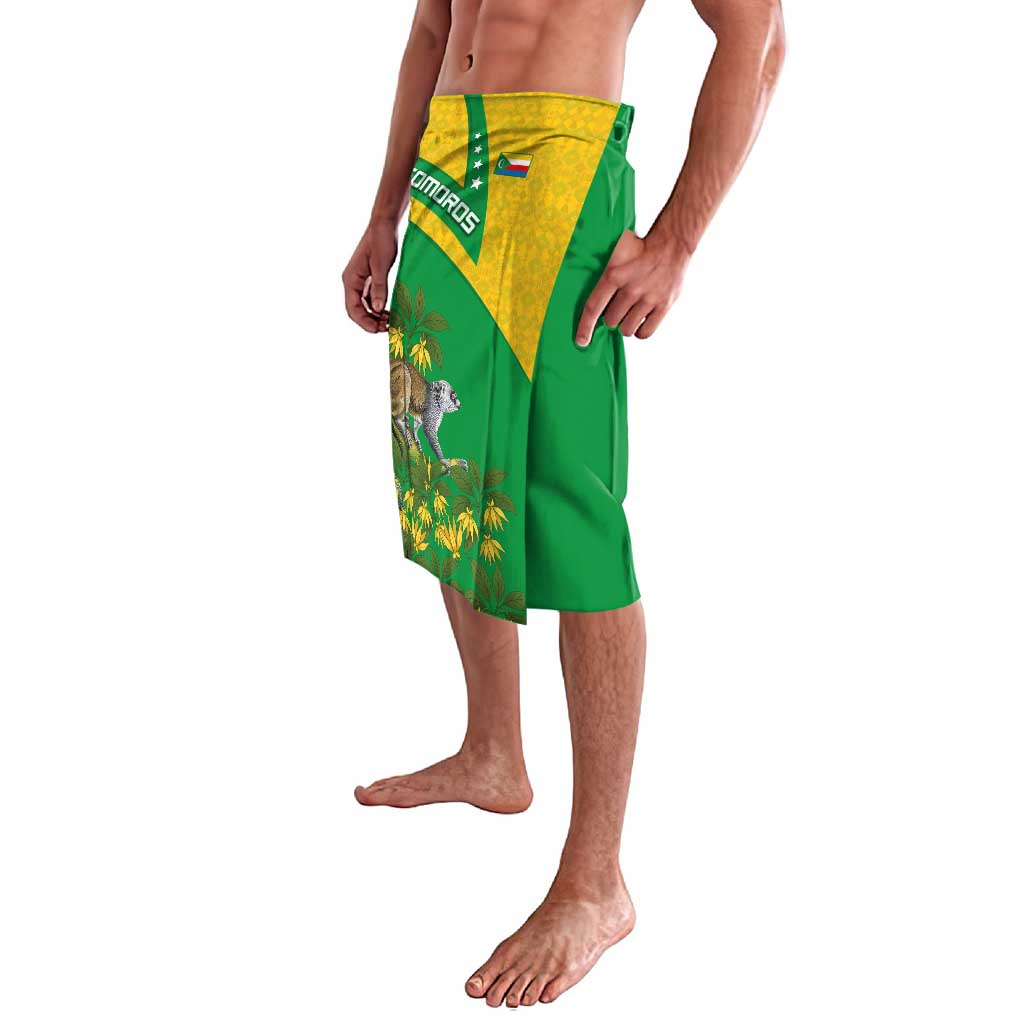 Comoros Lavalava with National Flag Lemur Design and Ylang Ylang Flower Pattern