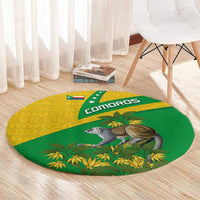 Comoros Round Carpet with National Flag Lemur Design and Ylang Ylang Flower Pattern