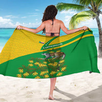 Comoros Sarong with National Flag Lemur Design and Ylang Ylang Flower Pattern