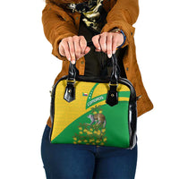 Comoros Shoulder Handbag with National Flag Lemur Design and Ylang Ylang Flower Pattern
