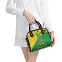 Comoros Shoulder Handbag with National Flag Lemur Design and Ylang Ylang Flower Pattern