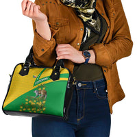 Comoros Shoulder Handbag with National Flag Lemur Design and Ylang Ylang Flower Pattern