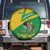Comoros Spare Tire Cover with National Flag Lemur Design and Ylang Ylang Flower Pattern
