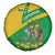 Comoros Spare Tire Cover with National Flag Lemur Design and Ylang Ylang Flower Pattern