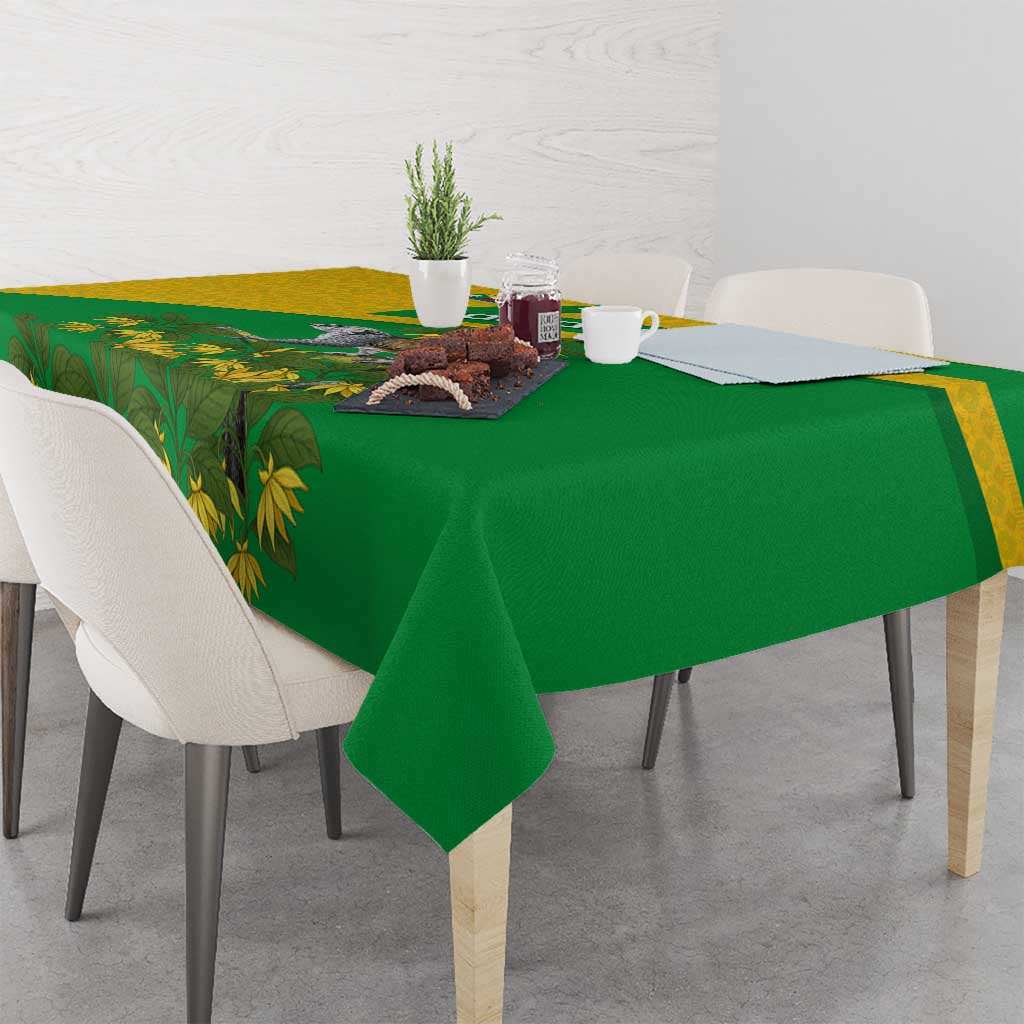 Comoros Tablecloth with National Flag Lemur Design and Ylang Ylang Flower Pattern