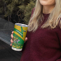 Comoros Tumbler Cup with National Flag Lemur Design and Ylang Ylang Flower Pattern