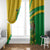 Comoros Window Curtain with National Flag Lemur Design and Ylang Ylang Flower Pattern