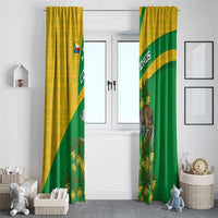 Comoros Window Curtain with National Flag Lemur Design and Ylang Ylang Flower Pattern