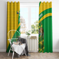 Comoros Window Curtain with National Flag Lemur Design and Ylang Ylang Flower Pattern
