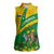 Comoros Women Sleeveless Polo Shirt with National Flag Lemur Design and Ylang Ylang Flower Pattern