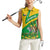 Comoros Women Sleeveless Polo Shirt with National Flag Lemur Design and Ylang Ylang Flower Pattern
