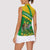 Comoros Women Sleeveless Polo Shirt with National Flag Lemur Design and Ylang Ylang Flower Pattern