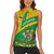 Comoros Women Sleeveless Polo Shirt with National Flag Lemur Design and Ylang Ylang Flower Pattern