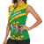 Comoros Women Sleeveless Polo Shirt with National Flag Lemur Design and Ylang Ylang Flower Pattern