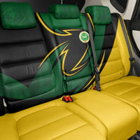 Comoros Back Car Seat Cover with Green Black Yellow Swirl Design and National Emblem Pattern