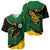 Comoros Baseball Jersey with Green Black Yellow Swirl Design and National Emblem Pattern