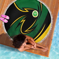 Comoros Beach Blanket with Green Black Yellow Swirl Design and National Emblem Pattern