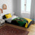 Comoros Bedding Set with Green Black Yellow Swirl Design and National Emblem Pattern