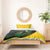 Comoros Bedding Set with Green Black Yellow Swirl Design and National Emblem Pattern