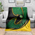 Comoros Blanket with Green Black Yellow Swirl Design and National Emblem Pattern