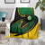 Comoros Blanket with Green Black Yellow Swirl Design and National Emblem Pattern