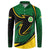 Comoros Button Sweatshirt with Green Black Yellow Swirl Design and National Emblem Pattern