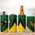 Comoros 4 in 1 Can Cooler Tumbler with Green Black Yellow Swirl Design and National Emblem Pattern