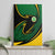 Comoros Canvas Wall Art with Green Black Yellow Swirl Design and National Emblem Pattern
