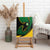 Comoros Canvas Wall Art with Green Black Yellow Swirl Design and National Emblem Pattern