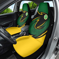 Comoros Car Seat Cover with Green Black Yellow Swirl Design and National Emblem Pattern
