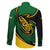 Comoros Family Matching Long Sleeve Bodycon Dress and Hawaiian Shirt with Green Black Yellow Swirl Design and National Emblem Pattern