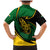 Comoros Family Matching Mermaid Dress and Hawaiian Shirt with Green Black Yellow Swirl Design and National Emblem Pattern