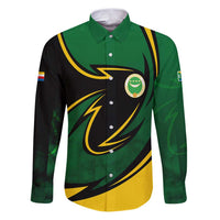 Comoros Family Matching Puletasi and Hawaiian Shirt with Green Black Yellow Swirl Design and National Emblem Pattern