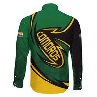 Comoros Family Matching Puletasi and Hawaiian Shirt with Green Black Yellow Swirl Design and National Emblem Pattern