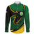 Comoros Family Matching Short Sleeve Bodycon Dress and Hawaiian Shirt with Green Black Yellow Swirl Design and National Emblem Pattern