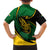 Comoros Family Matching Tank Maxi Dress and Hawaiian Shirt with Green Black Yellow Swirl Design and National Emblem Pattern