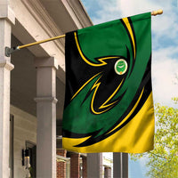 Comoros Garden Flag with Green Black Yellow Swirl Design and National Emblem Pattern