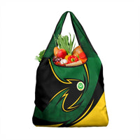 Comoros Grocery Bag with Green Black Yellow Swirl Design and National Emblem Pattern