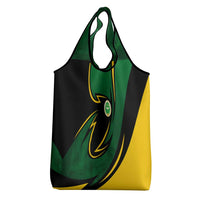 Comoros Grocery Bag with Green Black Yellow Swirl Design and National Emblem Pattern