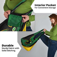 Comoros Grocery Bag with Green Black Yellow Swirl Design and National Emblem Pattern