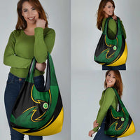 Comoros Grocery Bag with Green Black Yellow Swirl Design and National Emblem Pattern