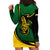 Comoros Hoodie Dress with Green Black Yellow Swirl Design and National Emblem Pattern