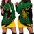 Comoros Hoodie Dress with Green Black Yellow Swirl Design and National Emblem Pattern